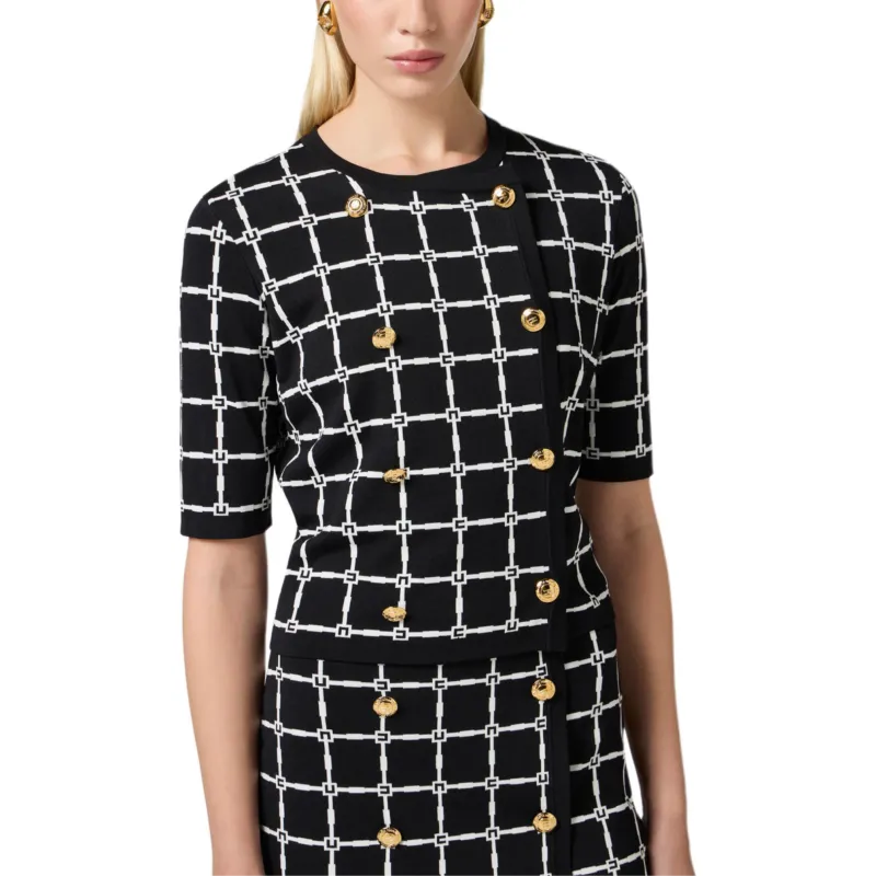Elisabetta Franchi Logo Jacquard Cardigan-3