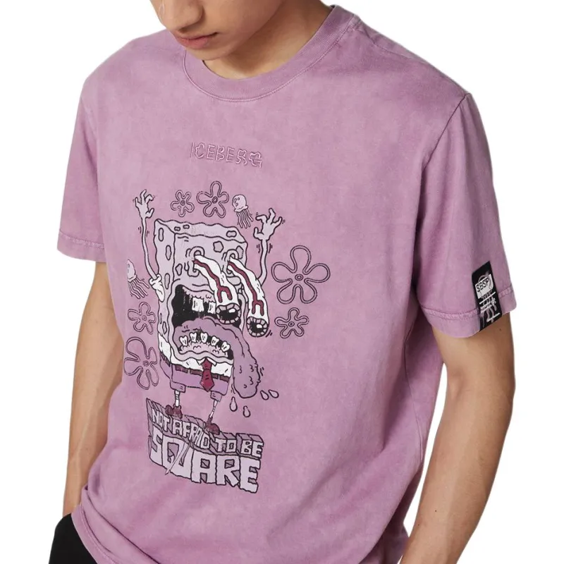 Iceberg Pattern Printed Crewneck T Shirt-4