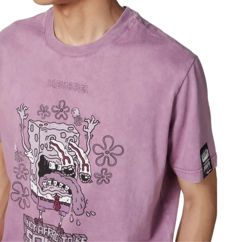 Iceberg Pattern Printed Crewneck T Shirt-5