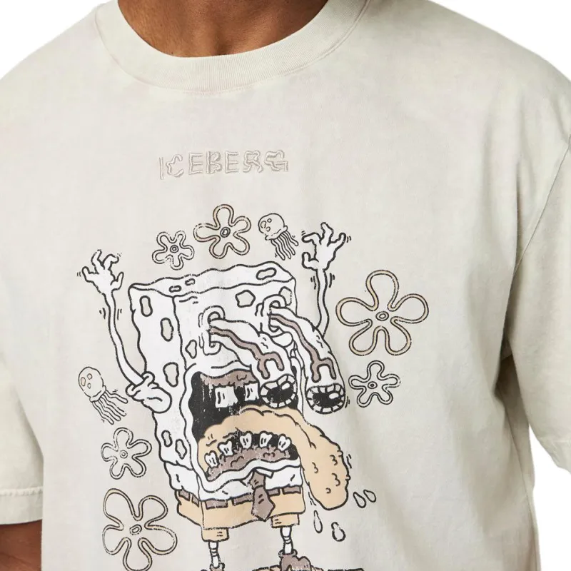 Iceberg Pattern Printed Crewneck T Shirt-5