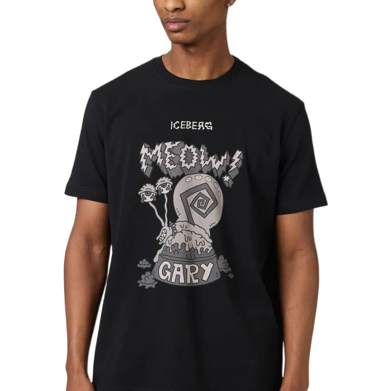 Iceberg Pattern Printed Crewneck T Shirt-4