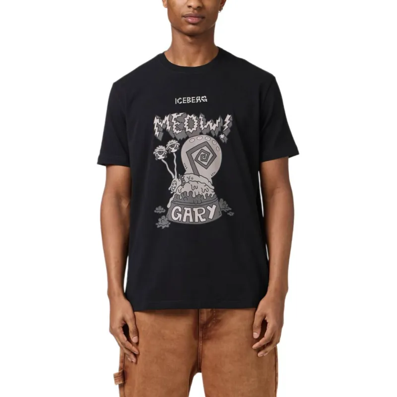 Iceberg Pattern Printed Crewneck T Shirt-1