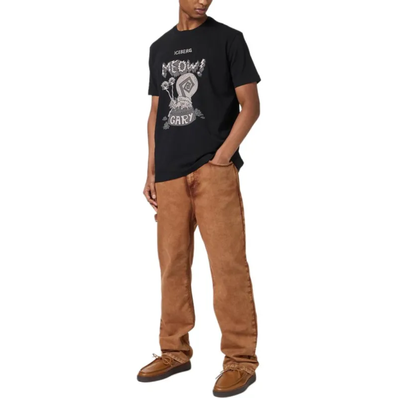 Iceberg Pattern Printed Crewneck T Shirt-3