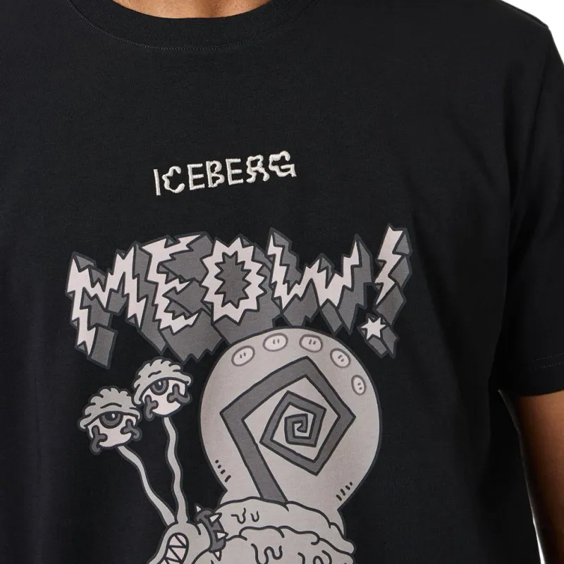 Iceberg Pattern Printed Crewneck T Shirt-5