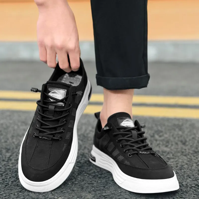 HLA Casual Shoes Men Low Top Black/Gray/Apricot-6