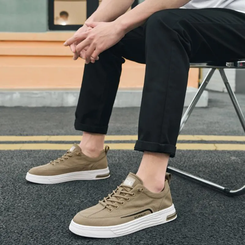 HLA Casual Shoes Men Low Top Black/Gray/Apricot-25