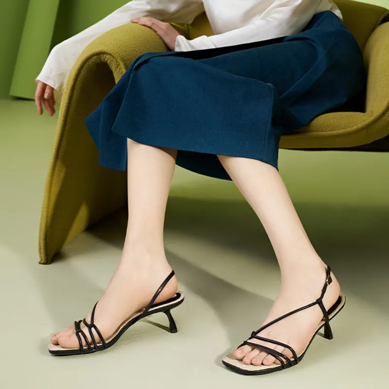 73Hours OOTD Fashion Apparel Sandal Stylish Sandal 5.5cm Women's Black-5