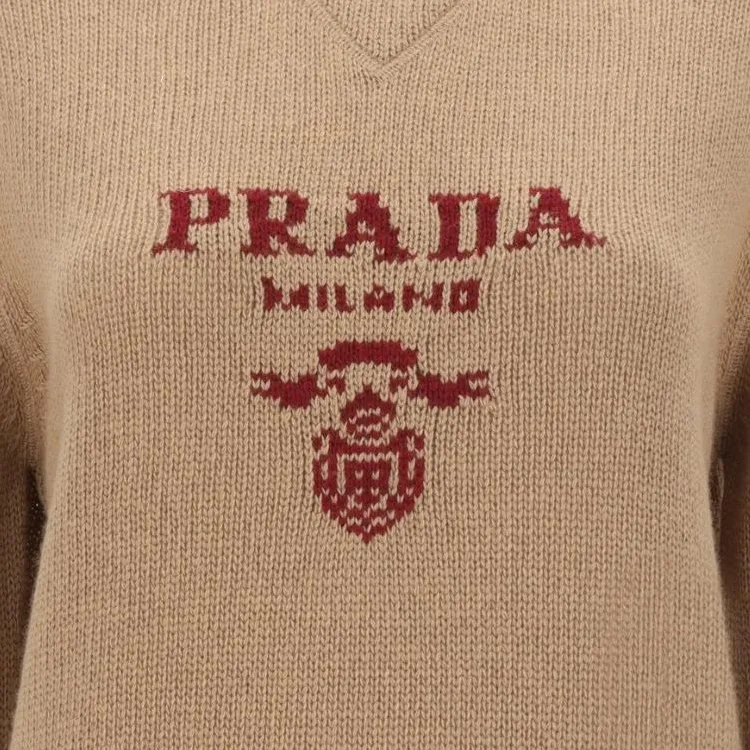 PRADA Intarsia Knitted logo Cashmere Jumper-2