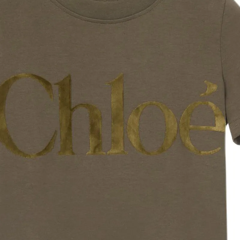 Chloé Velvet Logo Crewneck T Shirt-5