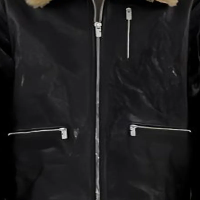 Burberry Shearling collar Leather Coat-4