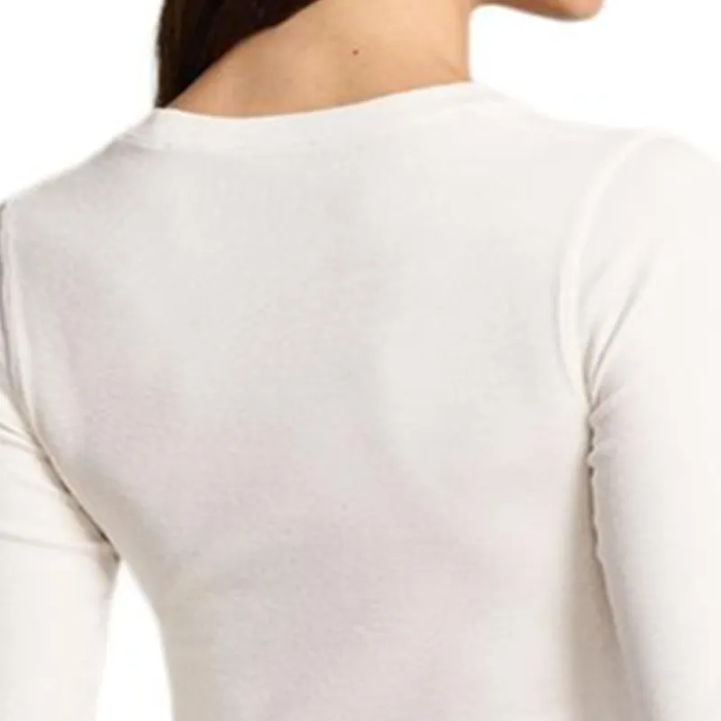 Polo Ralph Lauren Solid Color Large Crew Neck Slim Fit Long Sleeved T Shirt Women's White-5