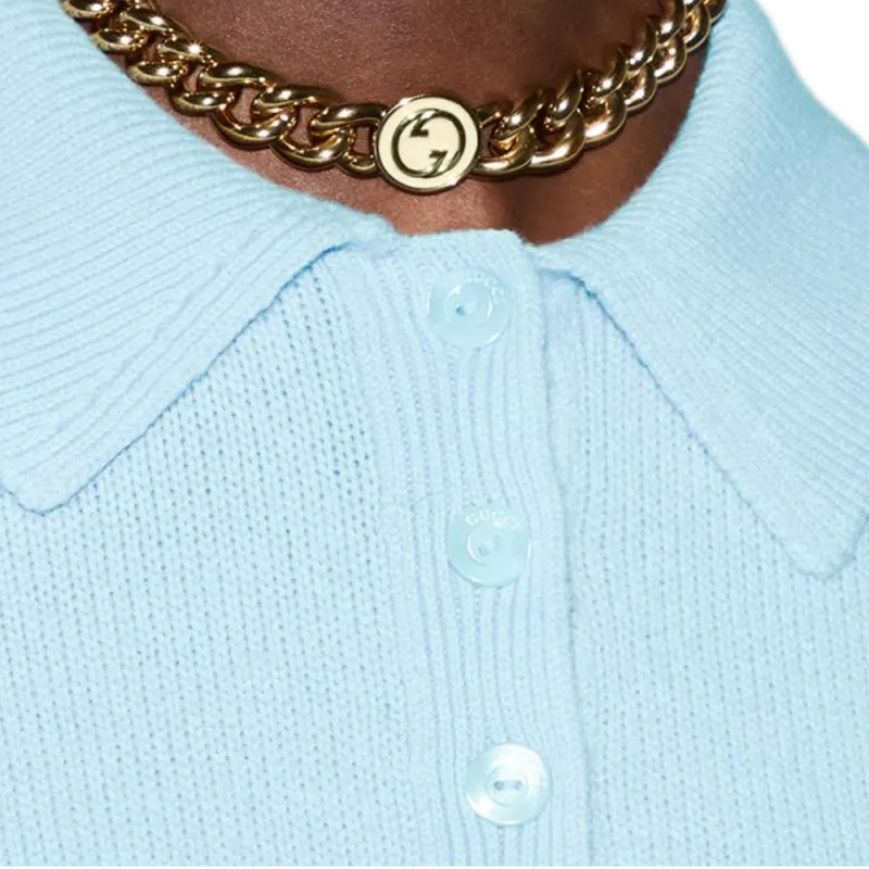 GUCCI Polo Shirt Women's Light Blue-5