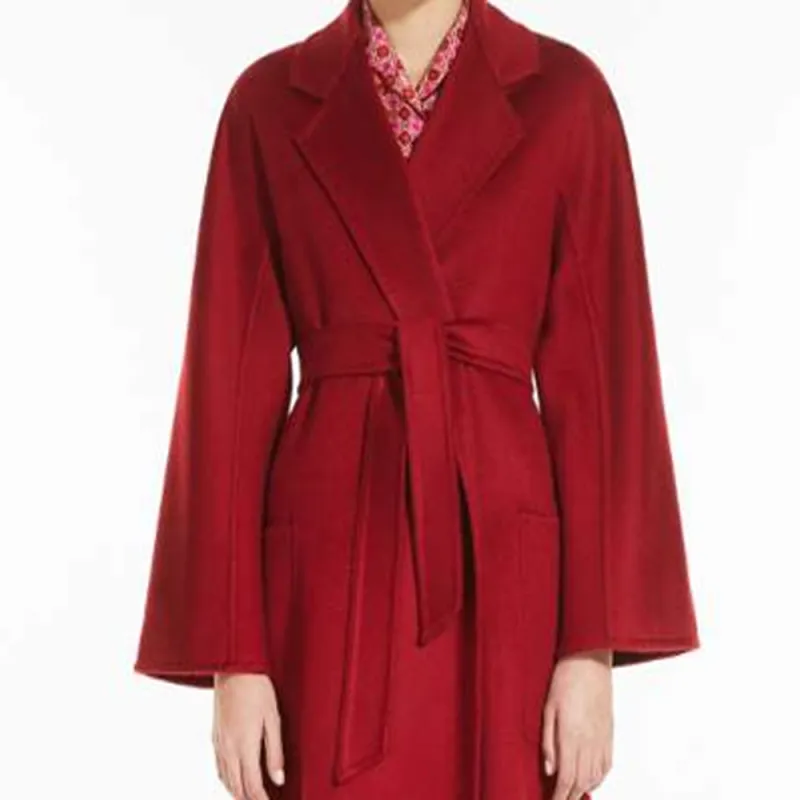 MaxMara Labbro Series Velvet-feel Coat Women's Red-4