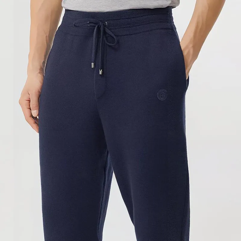 Burberry Embroidered Monogram Cashmere Track Pants-4