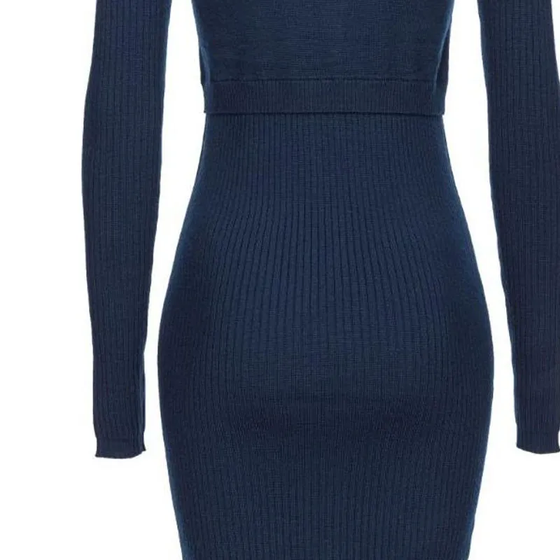 PINKO Long Sleeved V Neck Knitted Dress-4
