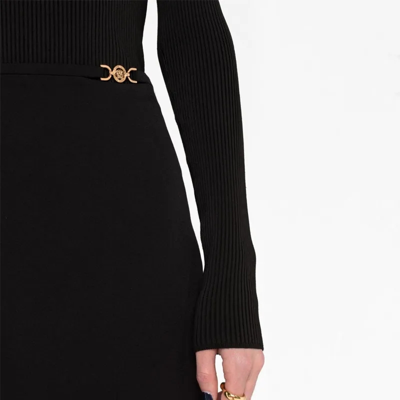 VERSACE Denim Short Skirts Women's Black-1