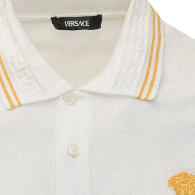 VERSACE Medusa Embroidered Short Sleeved Polo Shirt-2