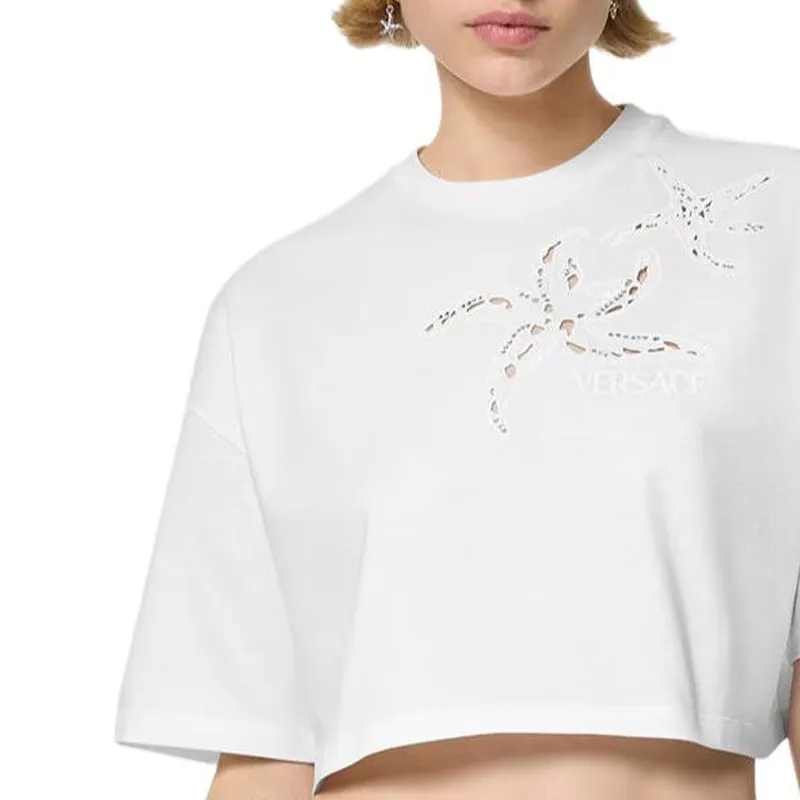 VERSACE Embroidered Cropped T shirt-2