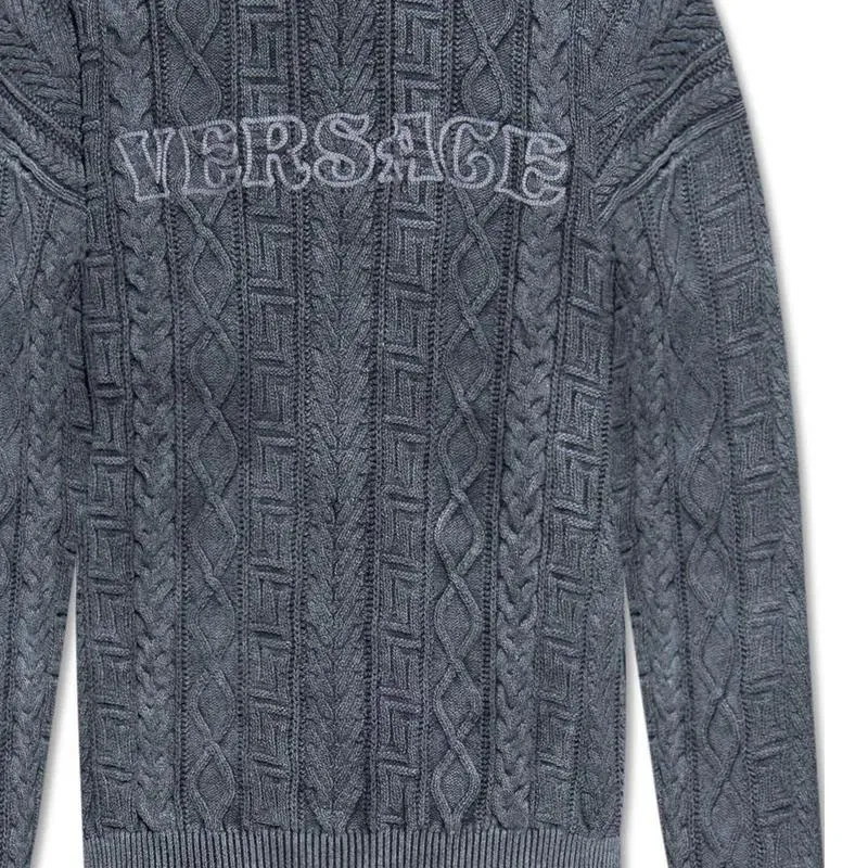 VERSACE Logo Embroidered Knitted Jumper-5