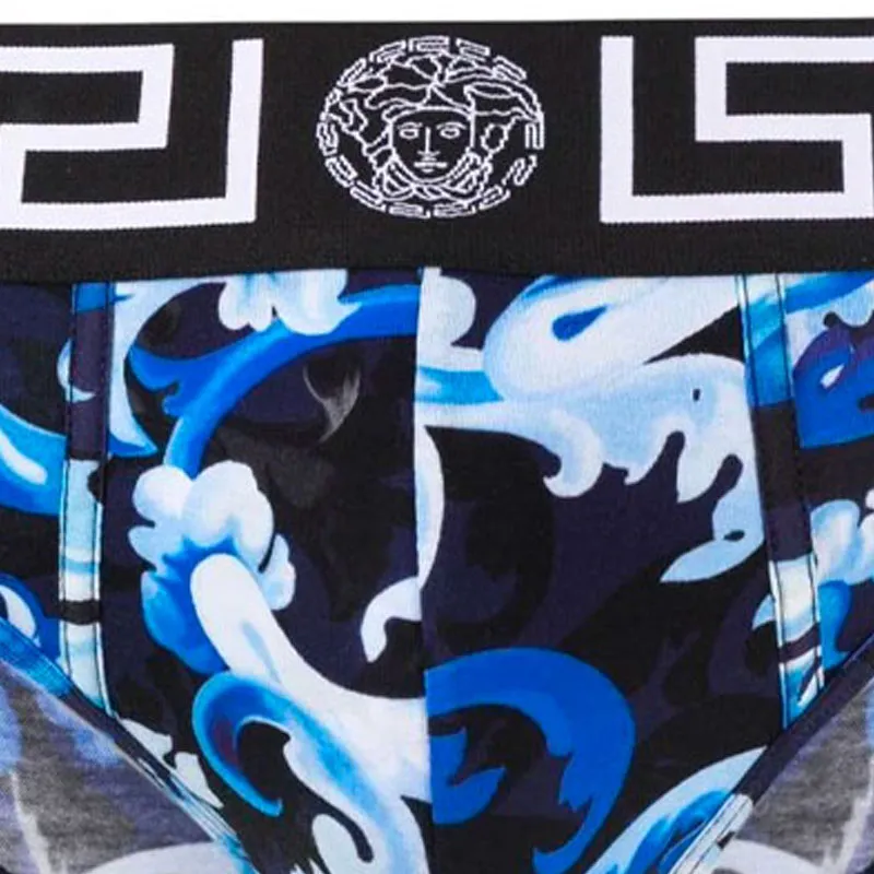 VERSACE Men's Baroccoflage Printing Briefs Blue-2