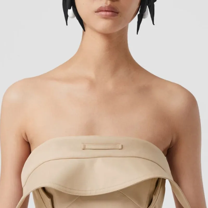 Burberry Sleeveless Dresses Women's Beige-3