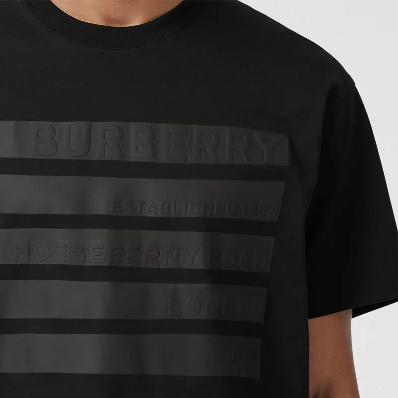 Burberry Horseferry Stripe Print Cotton Oversized T shirt-4