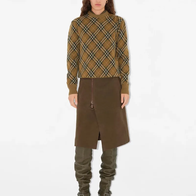 Burberry Checked Knitted Crewneck Jumper-1