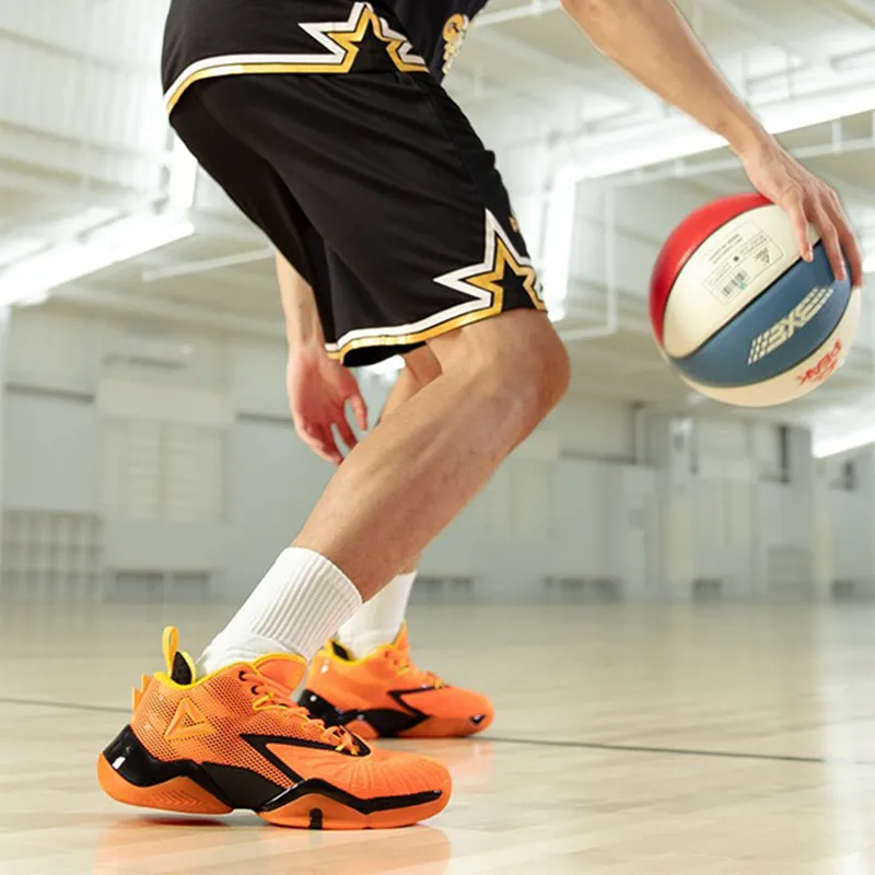 PEAK Taichi Lightning 2020 Durable Breathable Mid Top Performance Basketball Shoes Men's Orange-4