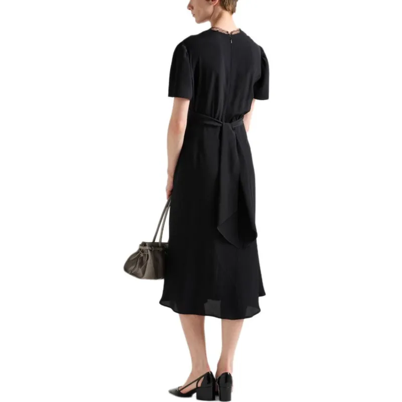 PRADA V neck Short sleeve Midi Dress-2