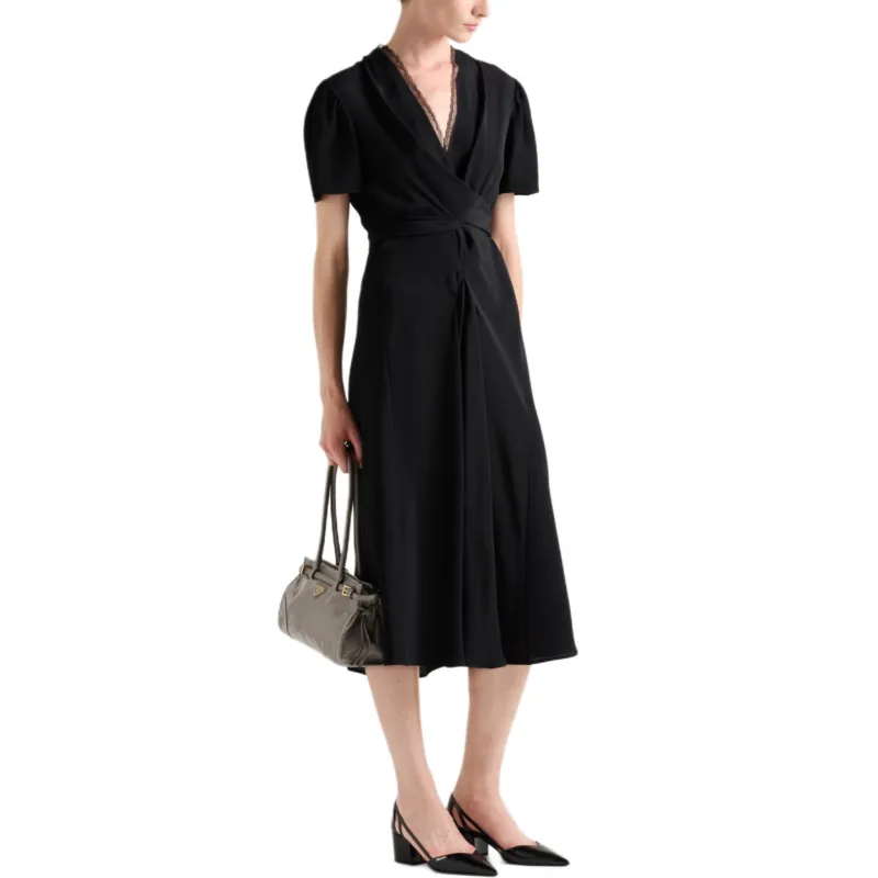 PRADA V neck Short sleeve Midi Dress-1