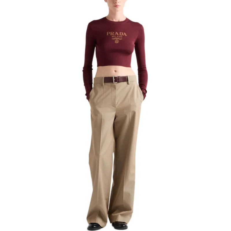 PRADA Twill Belted Trousers-1