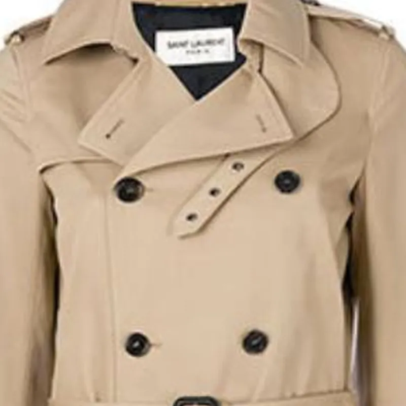 SAINT LAURENT Double Breasted Belted Trench Coat-5