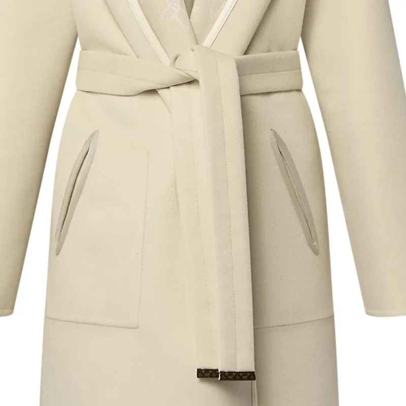 Lv Reversible Signature Hooded Wrap Coat-3