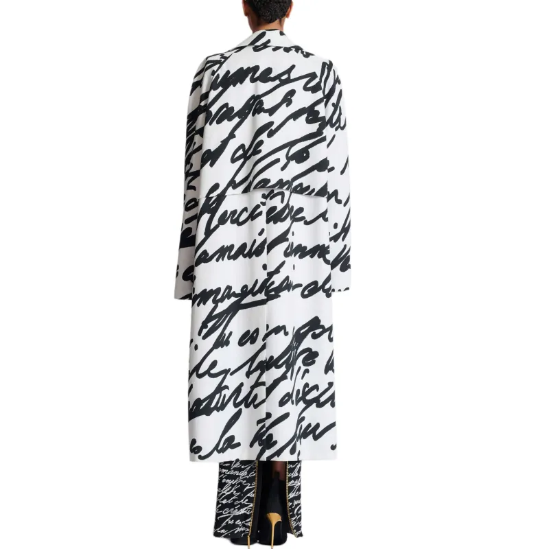 BALMAIN Love Letter Printed Long Reversible Coat-2