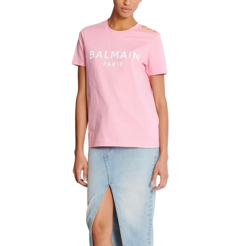 BALMAIN Logo Printed Crewneck T Shirt-2