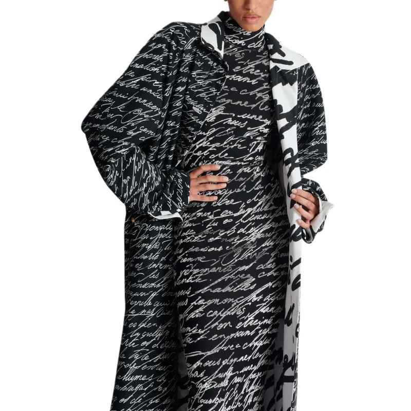 BALMAIN Love Letter Printed Long Reversible Coat-4