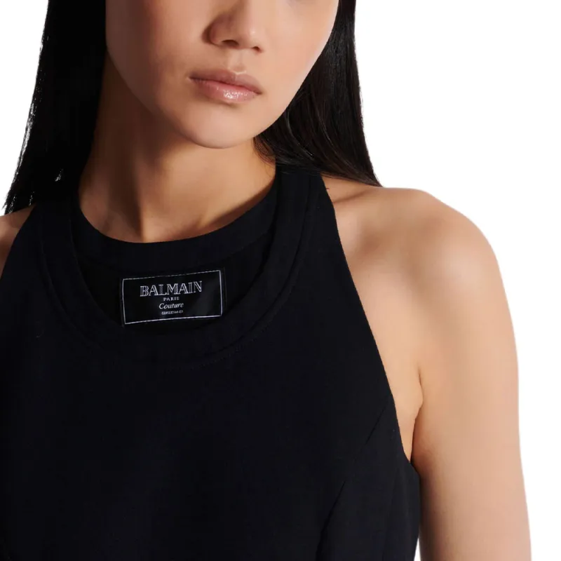 BALMAIN Logo patch Mini Dress-7