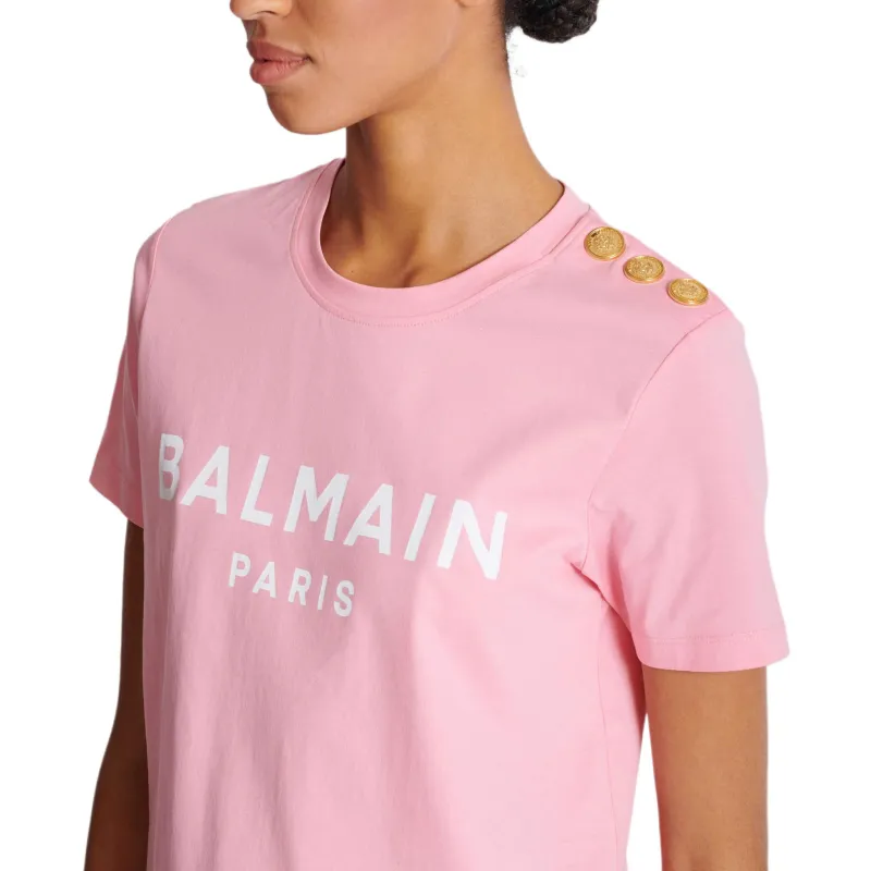 BALMAIN Logo Printed Crewneck T Shirt-6