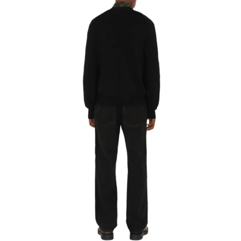 Burberry Logo Patch V Neck Knitted Cardigan-2