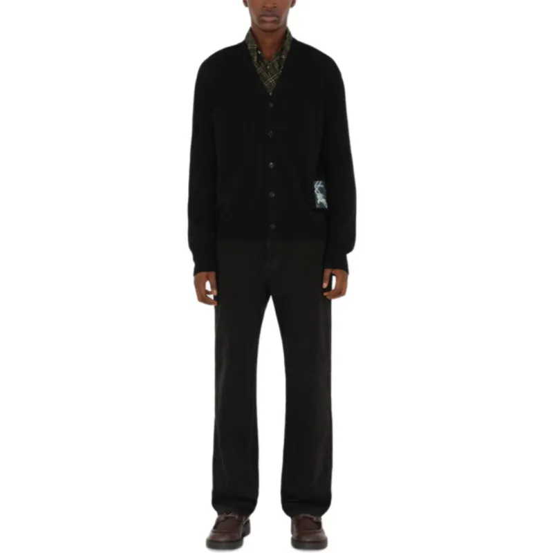 Burberry Logo Patch V Neck Knitted Cardigan-1