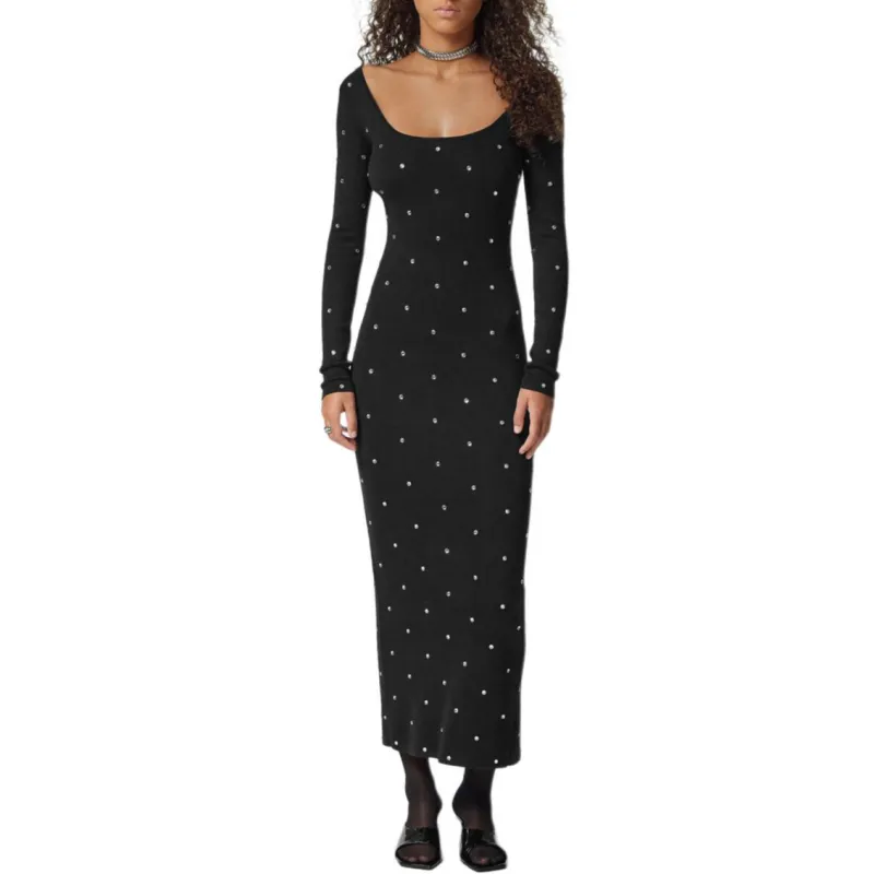VERSACE Stud Embellished Long Sleeved Maxi Skirt-1