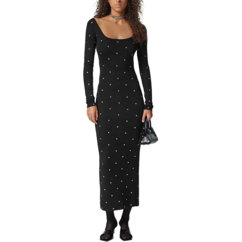 VERSACE Stud Embellished Long Sleeved Maxi Skirt-2