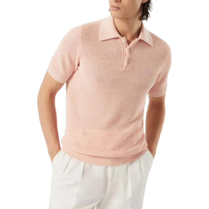 Brunello Cucinelli Half English Rib Knit Polo Shirt-4