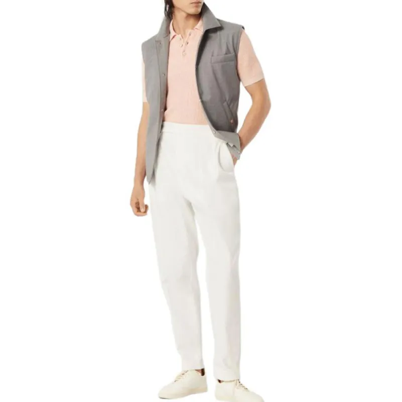Brunello Cucinelli Half English Rib Knit Polo Shirt-1