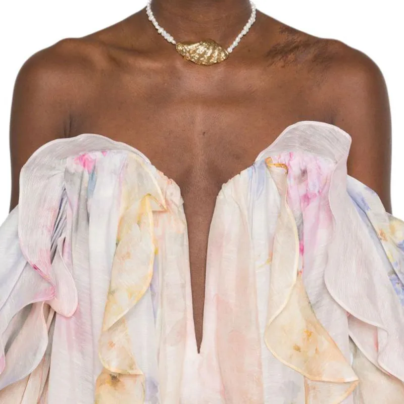 Zimmermann Strapless Ruffle Maxi Dress-4