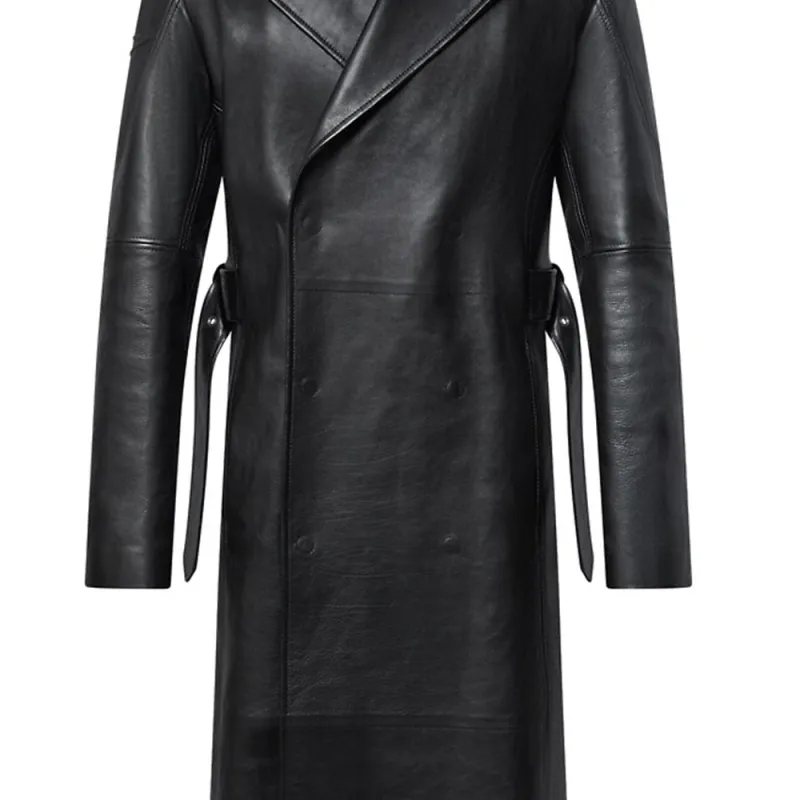 LOUIS VUITTON Leather Double Breasted Coat-1