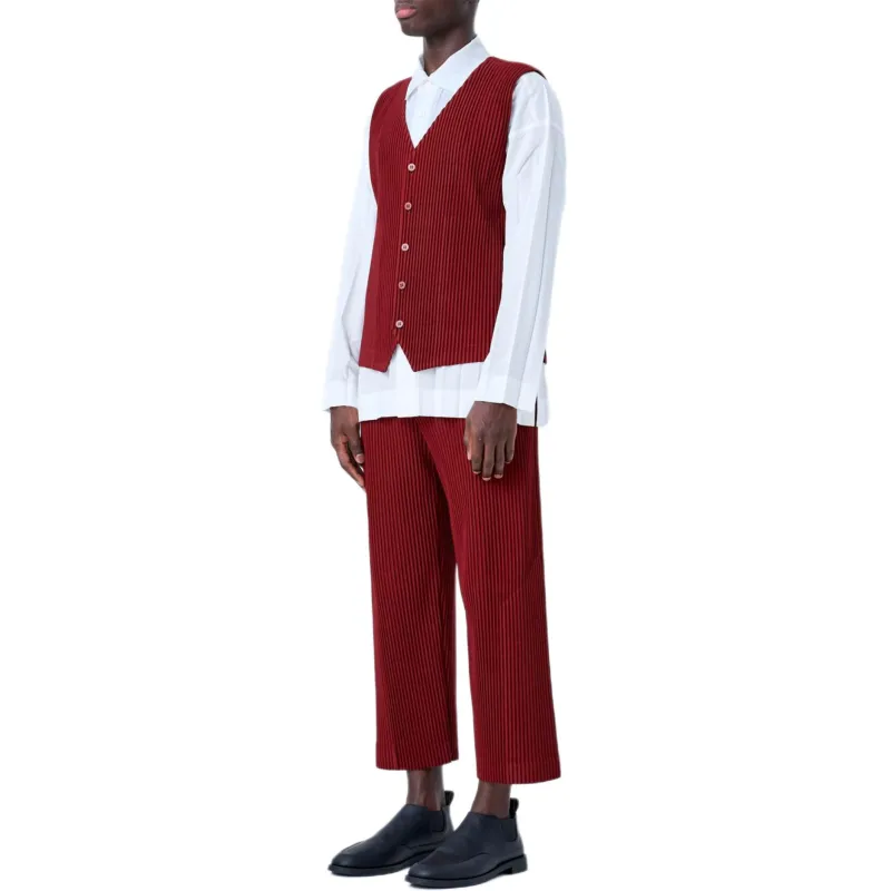 Homme Plissé Issey Miyake Vest Men's Deep Red-3