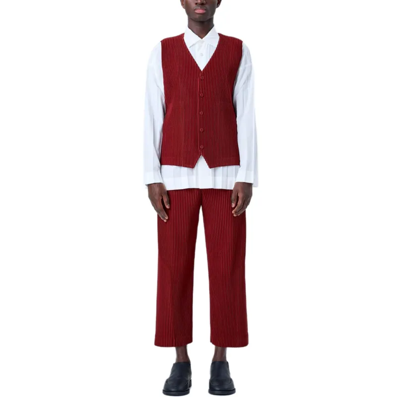 Homme Plissé Issey Miyake Vest Men's Deep Red-1