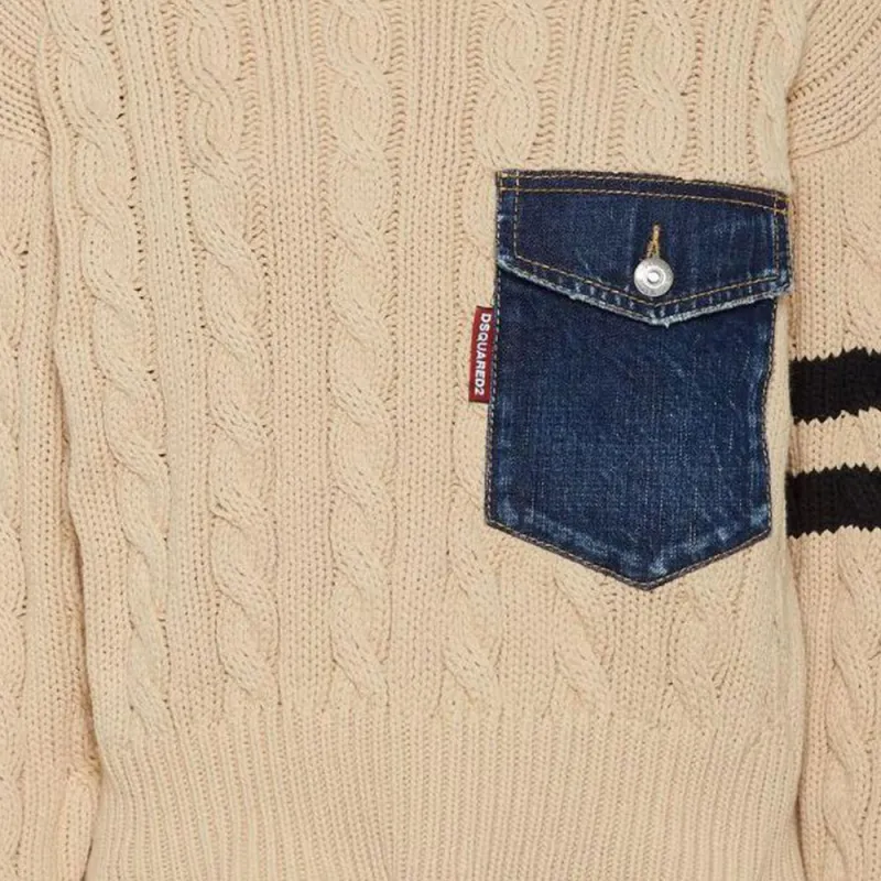 DSQUARED 2 Cable Knit Crewneck Jumper-2
