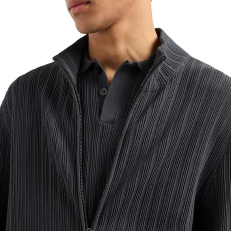 EMPORIO ARMANI Icon Full zip Cardigan In Vertical Ottoman stitch Viscose-4